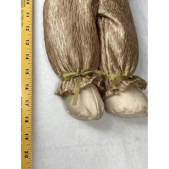 Christmas Shelf Sitter Plush Doll With Curly Hair Bow & Wreath Gold 18" - Picture 12 of 12